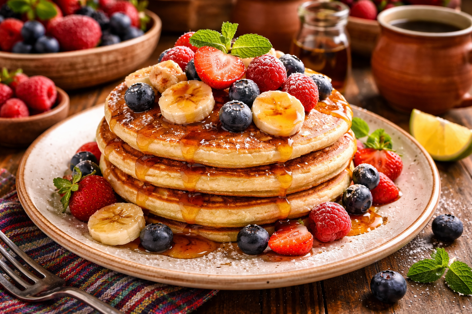 Hot cakes con fruta